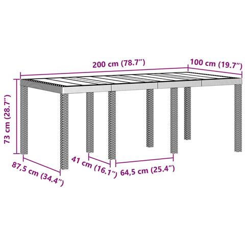 Tavolo da giardino Antracite 200x100x73 cm in Rattan Sintetico - Foto 5
