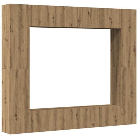 Set Mobile TV 8 pz Montato a Parete Rovere in Legno Multistrato - Foto 1