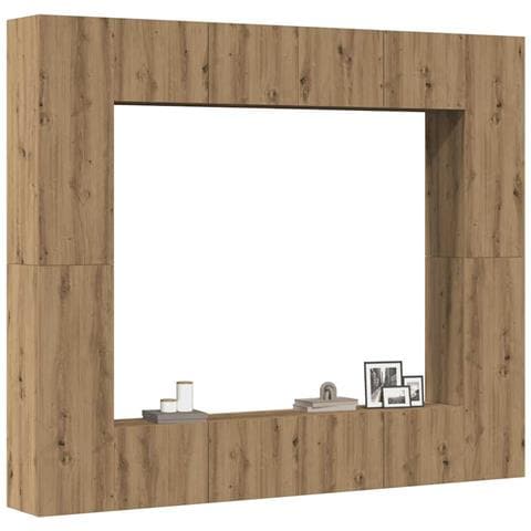 Set Mobile TV 8 pz Montato a Parete Rovere in Legno Multistrato - Foto 2