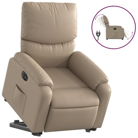Poltrona Alzapersona Reclinante Elettrica Cappuccino Similpelle - Foto 1
