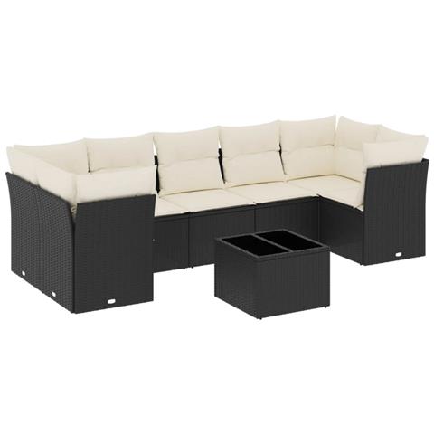 Set Divani da Giardino con Cuscini 8 pz Nero in Polyrattan - Foto 1