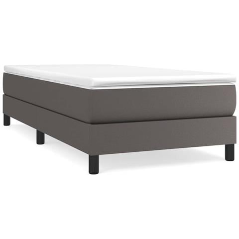 Giroletto a Molle con Materasso Grigio 90x190 cm in Similpelle - Foto 1