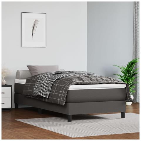 Giroletto a Molle con Materasso Grigio 90x190 cm in Similpelle - Foto 2