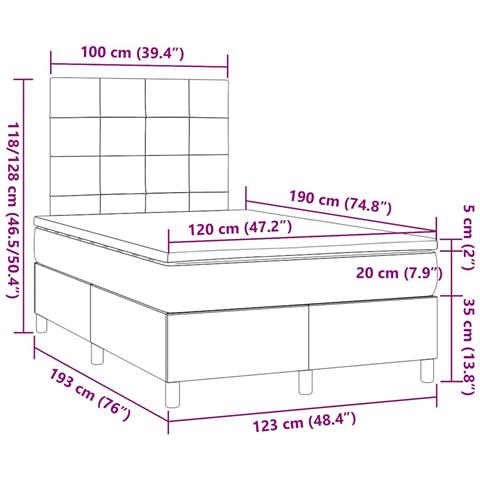 Giroletto a Molle con Materasso Nero 120x190 cm in Tessuto - Foto 9