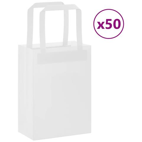 Sacchetti di Carta 50 pz con Manici Bianchi 15x8x21 cm - Foto 1