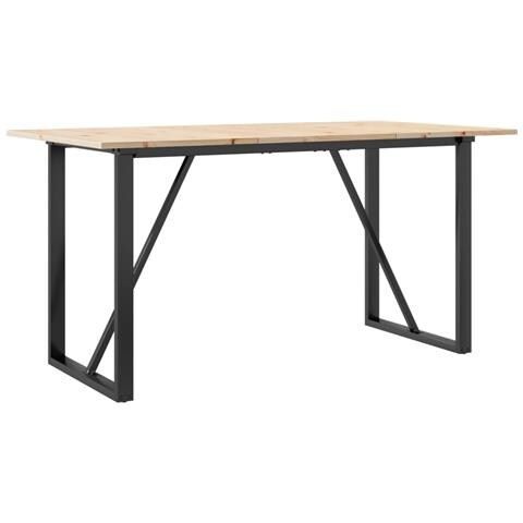 Tavolo da Pranzo Telaio a O 160x80x75 cm Legno Pino e Acciaio - Foto 1