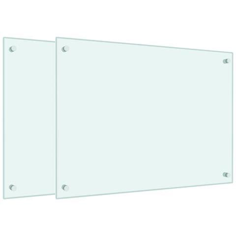 Paraschizzi per Cucina 2 pz Bianchi 70x50 cm in Vetro Temperato - Foto 1