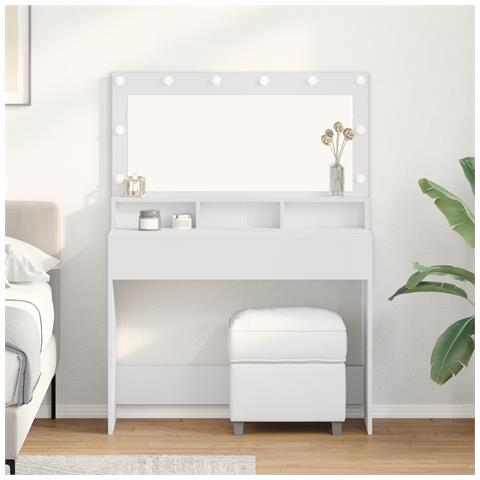 Tavolo da Trucco Bianco con Luci LED - 100x41x135 cm - Foto 2