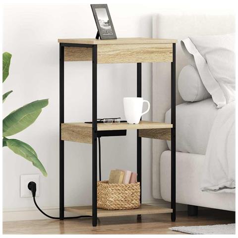 Comò con stazione di ricarica rovere sonoma Legno multistrato - Foto 2