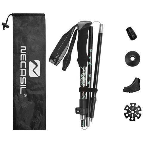 Set Singolo Di Bastoncini Da Trekking Telescopici In Lega Di Alluminio A 5 Sezioni Per Avventure All'aperto Black - Foto 1