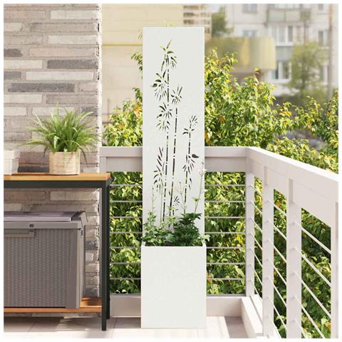 Vaso da Giardino con Pannello Decorativo Bianco 32 x 140 cm - Foto 2