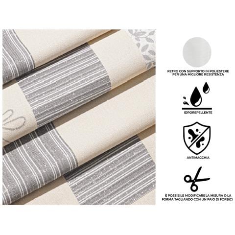 Tovaglia Antimacchia Pvc Proteggi Tavolo Maniva Glitter Riga Flower 140x300 D7 Grigio - Foto 2