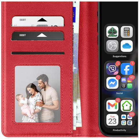 Custodia A Portafoglio Per Iphone 16 Plus In Pelle Premium Con Funzione Stand - Foto 2