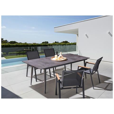 Tavolo Da Pranzo Da Giardino Tolentino 180 Cm 90 Cm Effetto Pietra Grigio - Foto 1