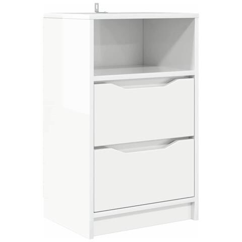 Comodino Bianco Lucido 40 x 30 x 467 cm Legno multistrato - Foto 1