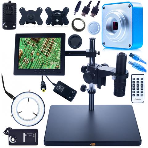Mikroscopio Digitale Earth Pro Mcep-0.5x - Zoom 7-45x, Display 8"" | Oculare Rotante 360°, Illuminatore 56xled | Uso Professionale - Foto 1