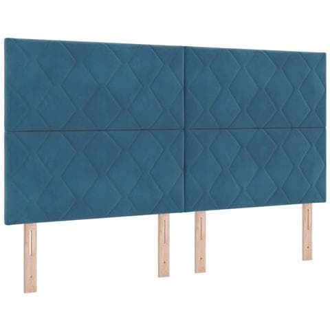 Letto a Sorgente LED Blu Scuro 180 x 200 cm Tessuto - Foto 1
