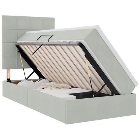 Letto con contenitore e materasso Grigio chiaro 90 x 200 cm - Foto 1