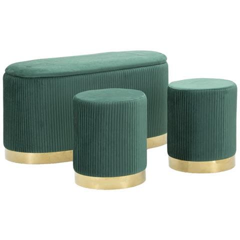 Panca Con Portaoggetti Vkh876-verde-poliestere-80x37x42 Cm - Foto 1