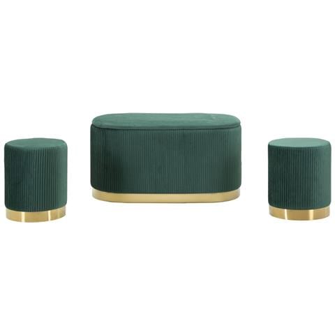 Panca Con Portaoggetti Vkh876-verde-poliestere-80x37x42 Cm - Foto 2