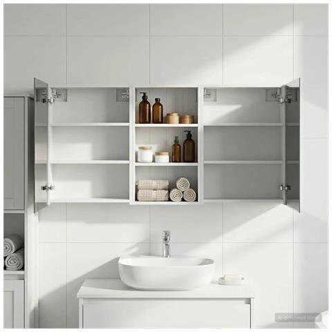 Set di Armadi da Bagno con lo scaffale 3 pcs 140 x 14,5 x 70 cm - Foto 2