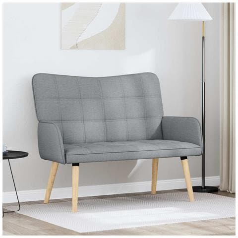 Sofa a Due Posti Grigio chiaro 115 x 61 x 87 cm Tessuto - Foto 2