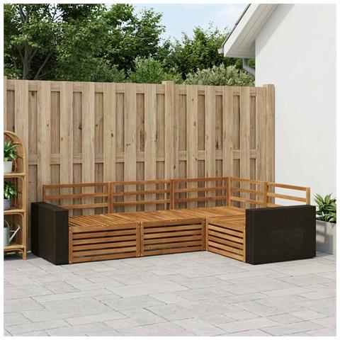 Set di divani da esterno 4 pcs Naturale 255,5 x 176,5 x 73 cm - Foto 2