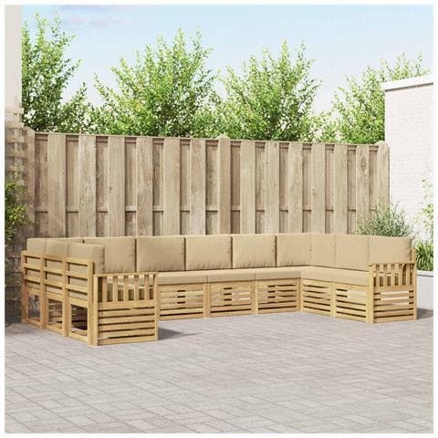 Set di divani da esterno 7 pcs Bianco e Beige - Foto 2