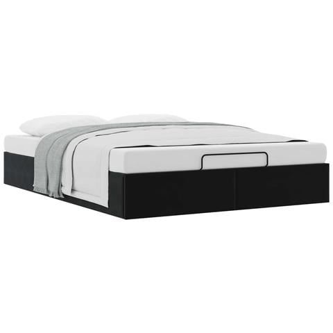 Letto ottomano Nero 153 x 203 cm Velluto - Foto 1