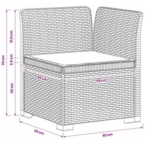 Divano da Giardino a 1 Posto con Cuscino Aspetto Rattan PP - Foto 9