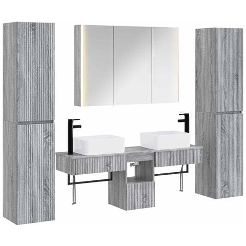 Set di mobili per il bagno 6 pcs Sonoma grigio - Foto 1