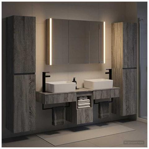 Set di mobili per il bagno 6 pcs Sonoma grigio - Foto 2