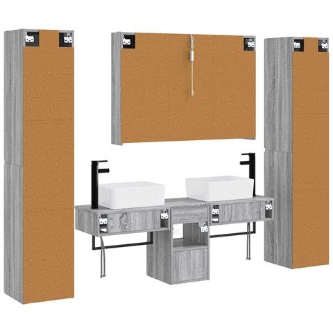 Set di mobili per il bagno 6 pcs Sonoma grigio - Foto 9