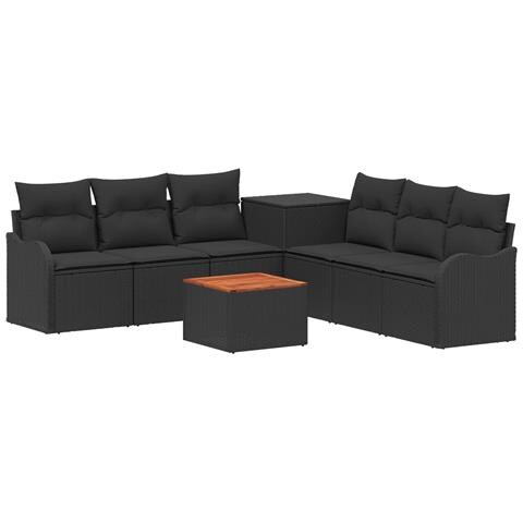 Set di divani 8 pz Nero Rattan sintetico e Acciaio - Foto 1