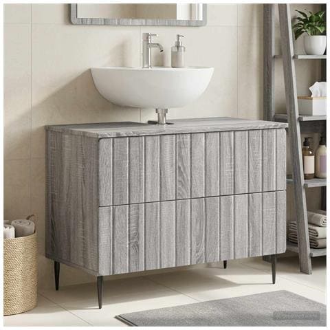 Armadio per Lavabo da Bagno ZWOLLE Sonoma grigio - Foto 2