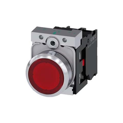 Pulsante Luminoso Rosso Piatto 22mm A Led 24v 3su11520ab201ca0 - Foto 1