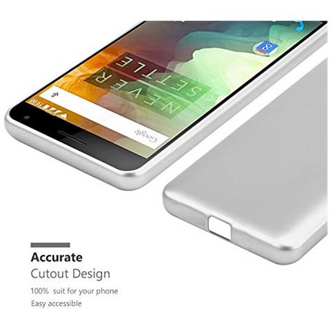 Custodia Compatibile Con Oneplus 2 In Argento Metallico - Coperchio Protettivo In Silicone Tpu Flessibile - Foto 2