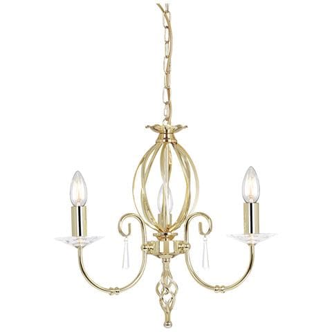 Lampadario 3 Luci Finitura Ottone Lucido, E14 - Foto 2
