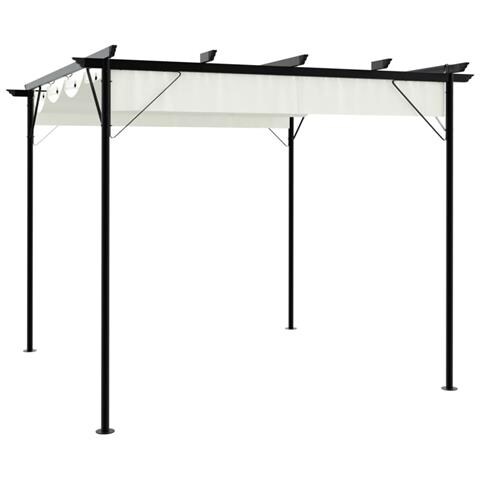 Pergola da Giardino Tetto Retrattile Bianco Crema 3x3 m Acciaio - Foto 1