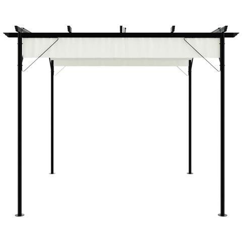 Pergola da Giardino Tetto Retrattile Bianco Crema 3x3 m Acciaio - Foto 7