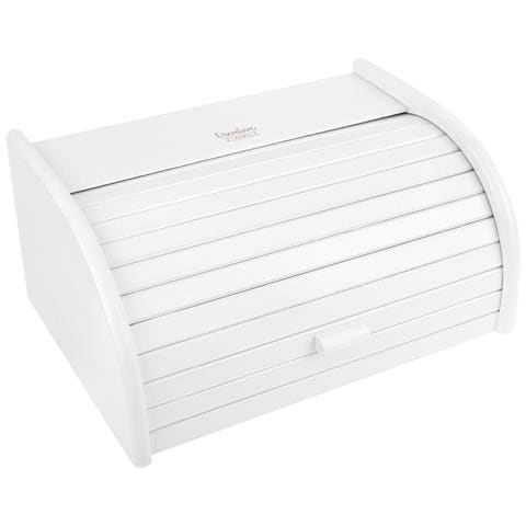 Porta-pane Legno Bianco | Moderno | 40 X 27,5 X 18,5 Cm | Contenitore Pane | Coperchio Scorrevole Avvolgibile | Apertura Frontale A Scomparsa | Faggio Naturale | Moderno Accessori Cucina - Foto 1