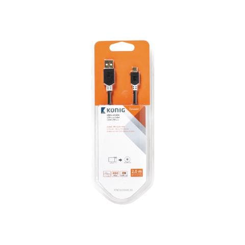 USB A - Mini 5-pin M / M 2m, USB A, Mini-USB B, Maschio / maschio, Dritto, Dritto, Oro - Foto 1