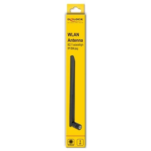 WLAN 802.11 a /ax /a /b /g /n Antenna RP-SMA maschio 5 dBi 20 cm omnidirezionale con giunto inclinabile flessibile e superficie in gomma nera - Foto 2