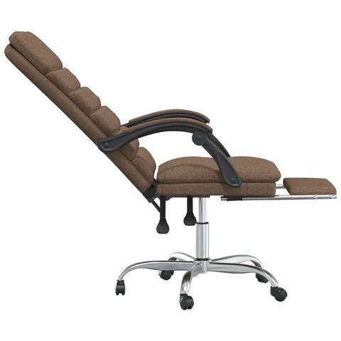 Sedia da Ufficio Massaggio Reclinabile Marrone in Tessuto - Foto 10