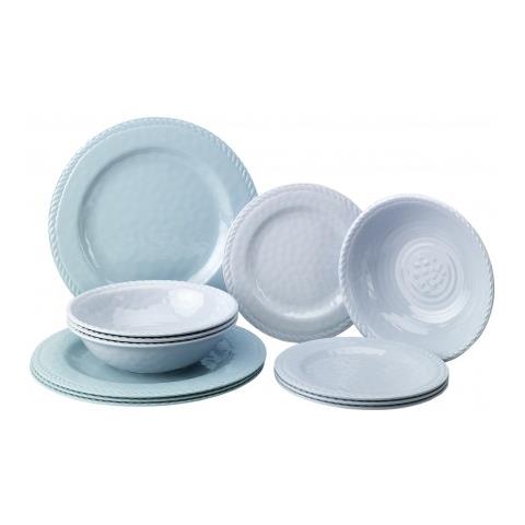 Stoviglie Realizzate In Melamina Colorata. Scatola Da 12 Pezzi Contenente: 4 Piatti Piatti Cm. 28, 4 Piatti Fondi Cm. 20, 4 Piatti Da Dessert Cm. 20 - Foto 1