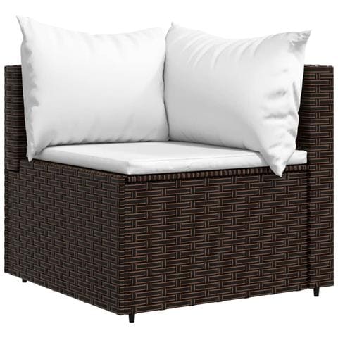 Set Mobili da Giardino 4 pz con Cuscini in Polyrattan Marrone - Foto 10