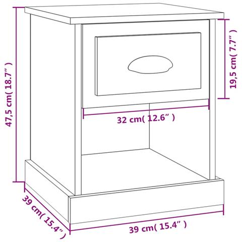 Comodini 2 Pz Neri 39x39x47,5 Cm In Legno Multistrato - Foto 2