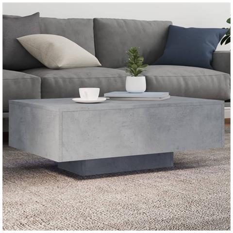 Tavolino Da Soggiorno Con Luci Led Grigio Cemento 85x55x31 Cm - Foto 1