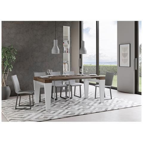 Consolle Allungabile 90x40/196 Cm Spimbo Mix Small Piano Bianco Frassino - Noce /bianco Frassino - Foto 2