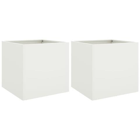 Fioriere 2 pz Bianche 42x40x39 cm in Acciaio - Foto 1